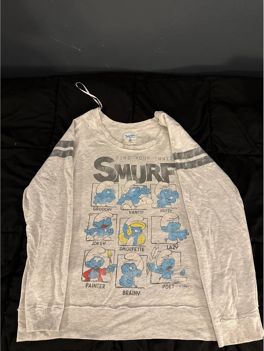 The Smurfs Gray Graphic Pullover Sweater, Size 3X
